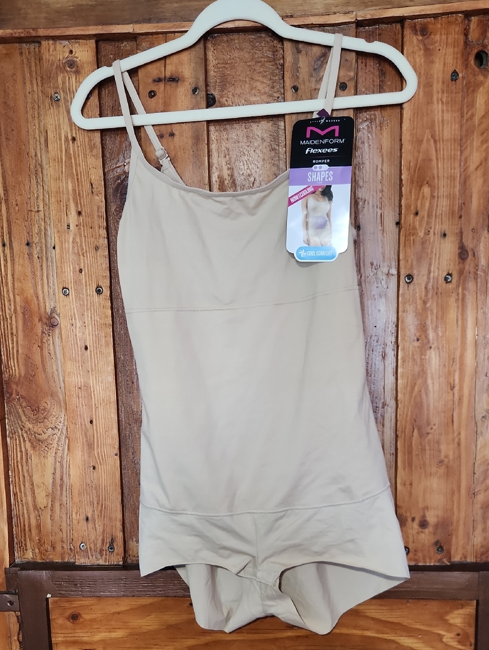 Maidenform Flexees Nude/Beige Shaping Romper with Adjustable Straps